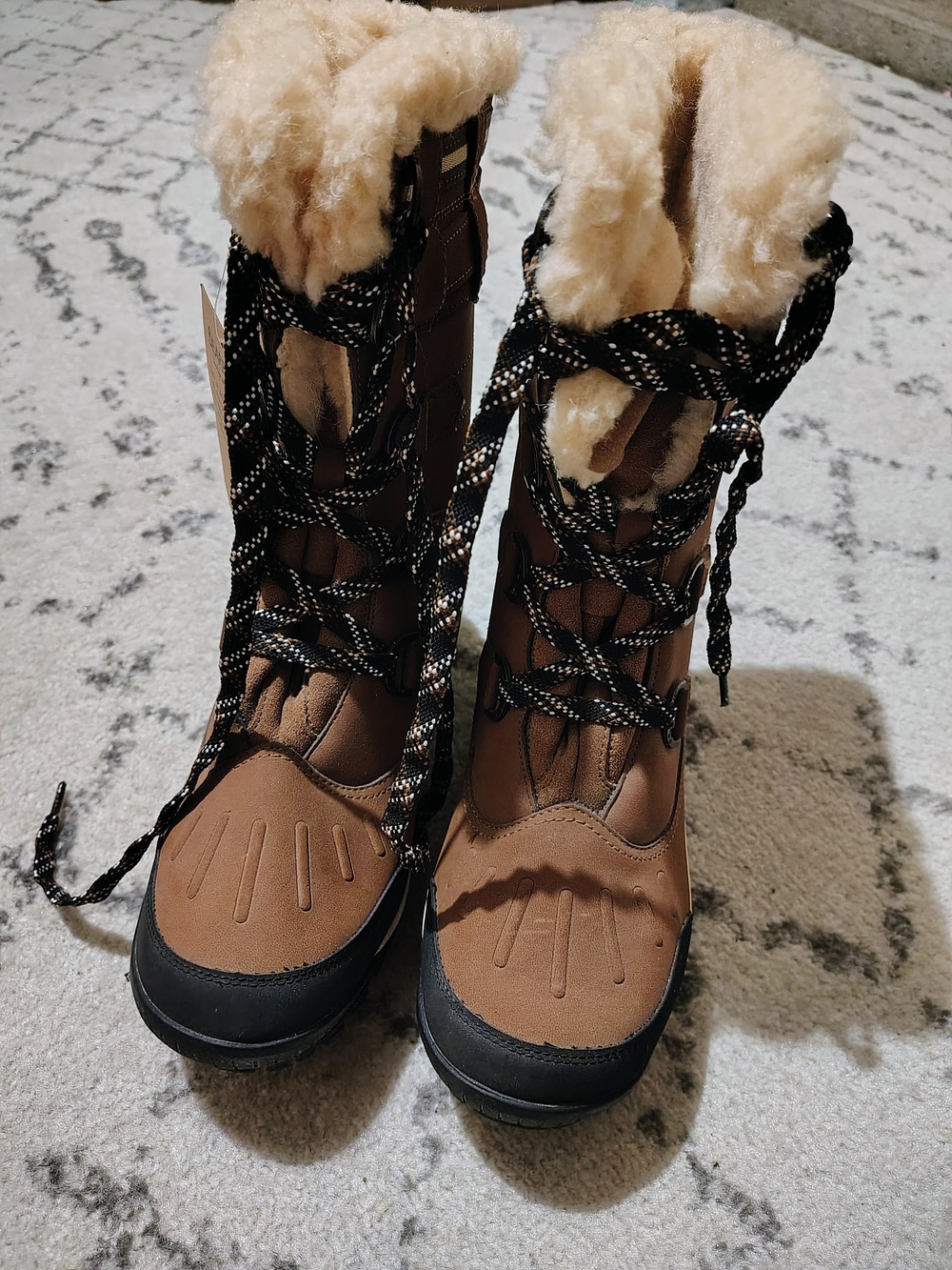 BearPaw Brown Winter Lace-Up Faux-Fur Collar Boots - Picture 2 of 2